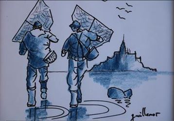 Les deux pêcheurs devant le Mont Saint-Michel, Guillemot - @cd50