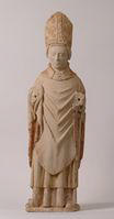 Statue de St Gerbold découverte lors des travaux de restauration de l'édifice ©CDManche