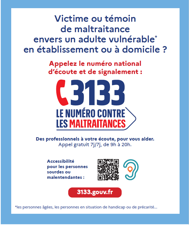 3133 le numéro national pour signaler des maltraitances envers un adulte vulnérable en établissement ou à domicile